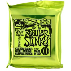 Ernie Ball 3221 Nickel Regular Slinky Electric Strings (.010-.046) 3 Pack